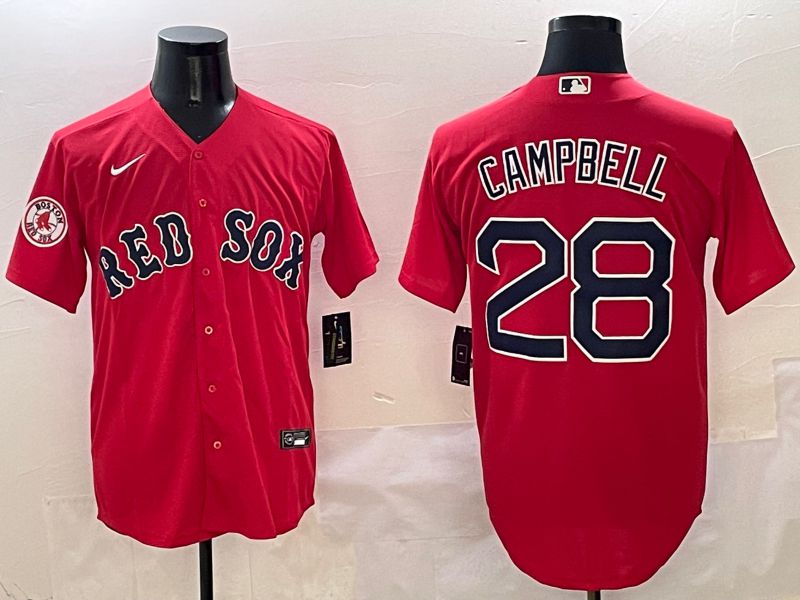 Men Boston Red Sox 28 Campbell Red Game 2025 Nike MLB Jersey style 5